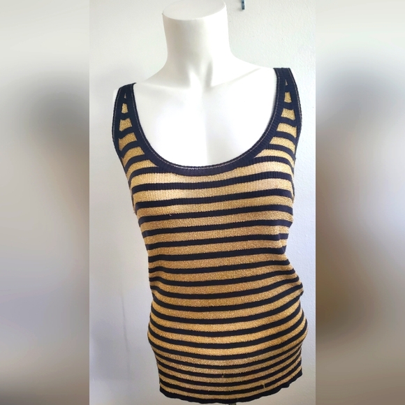 Dolce & Gabbana Tops - D&G dolce&gabbana- striped tank top gold metal / black - scoop neck